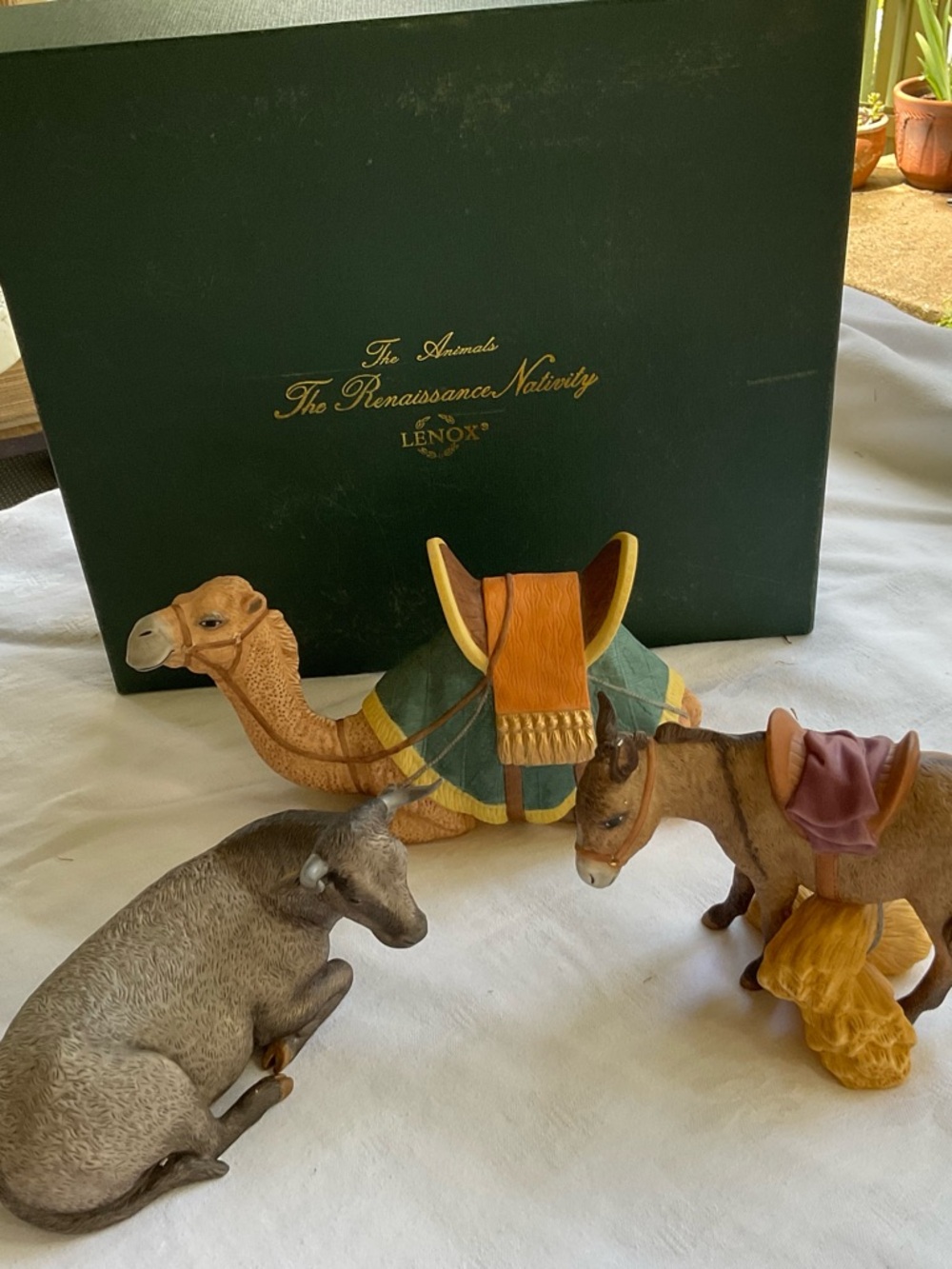 BP-Lenox Nativity Animal Set  PORCELAIN  OX, CAMEL, DONKEY original box